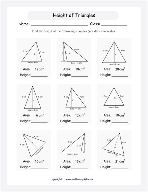 Triangle Perimeter And Area Worksheets