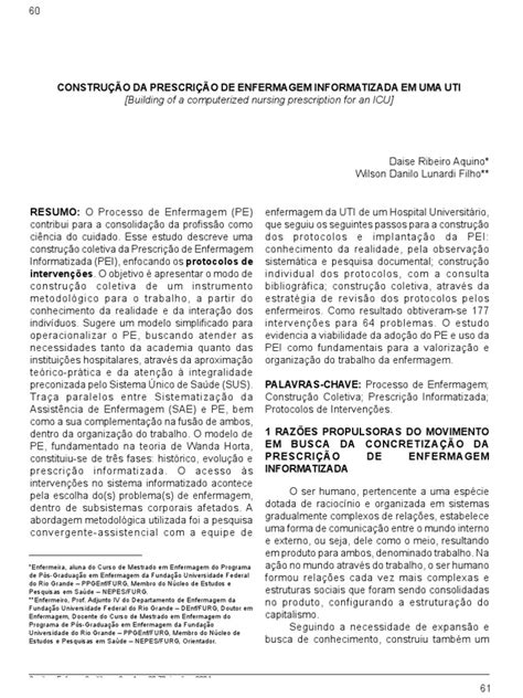 Prescrições de Enfermagem | PDF | Enfermagem | Unidade de Tratamento ...