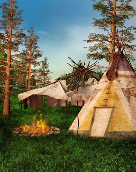 Indian Camp In The Forest Stock Photos - Image: 23621023