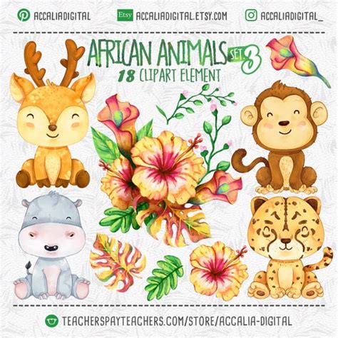 Savanna Animals Clipart Cartoon