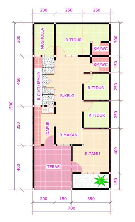 7 Inspirasi Denah Rumah 4 Kamar 1 Mushola Lebih Nyaman