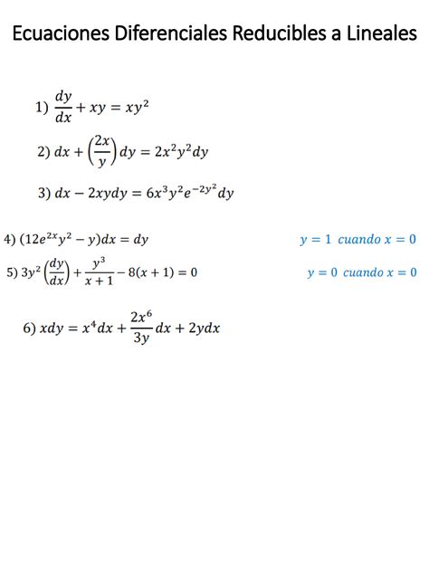 Ecuaciones Diferenciales Reducibles A Lineales Matematicas Iii Studocu