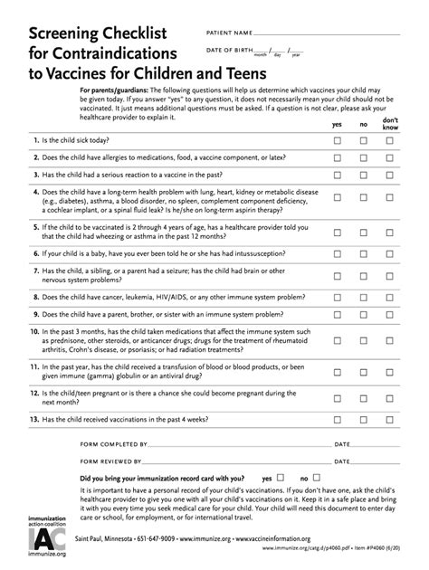 Immunization Action Coalition Form P Fill And Sign