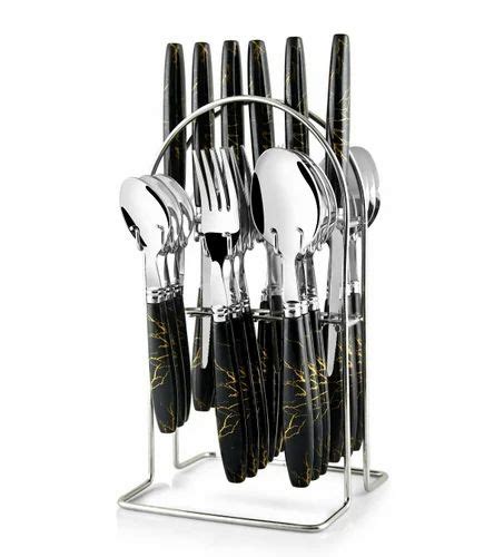 Stainless Steel Polished Elegante Pcs Clarion Black Cutlery Set