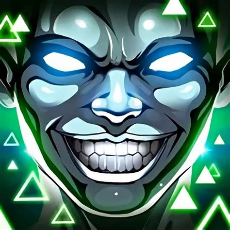 Evil Clown Avatar With Blue Eyes And Green Triangles