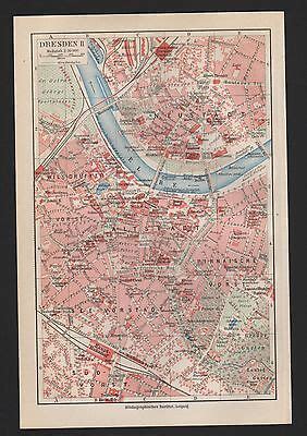 CARTINA CITY MAP 1925 mappa della città Dresda I II bolla scherzo