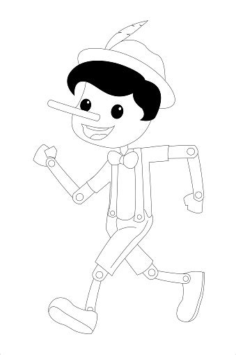 Ilustración De Ilustración Vectorial En Blanco Y Negro De Pinocchio