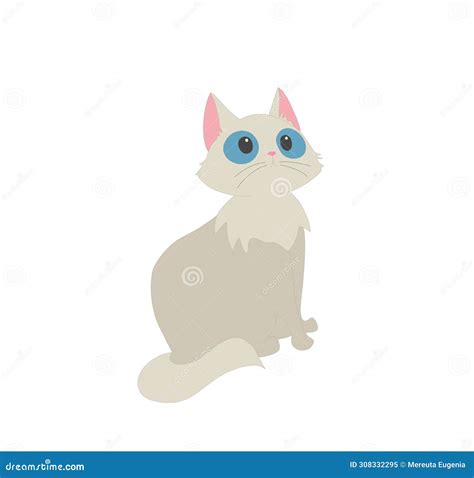 Small Gray Fluffy Cat with Blue Eyes Stock Image - Illustration of