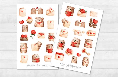 Jellyfish Stickers Valentinstag B Ren Sticker Set