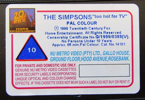 TV Series The Simpsons Too Hot For TV VHS Video Tape 1999 Was
