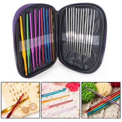 Durable Stainless Steel And Aluminum Alloy Crochet Hook Set Ahook Bag 22pcs Shopee Philippines