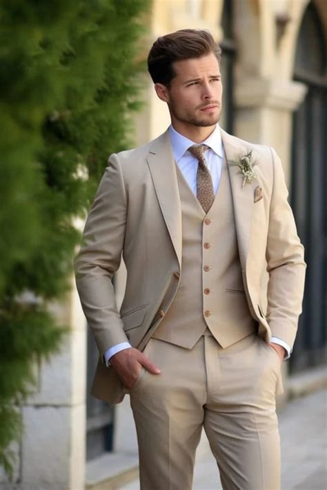 champagne bespoke tuxedo suit set  men formal wedding groom wear