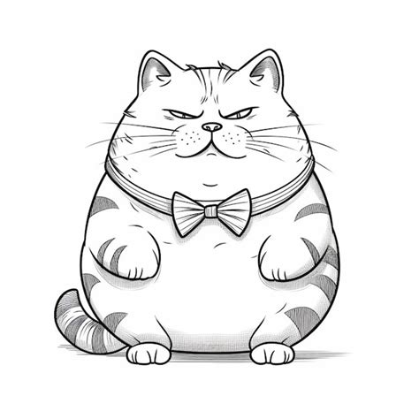 Premium AI Image Cartoon Cat With Bow Tie Sitting On The Ground