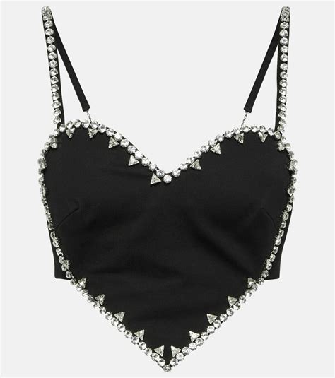 Area Heart Crystal Embellished Crop Top Area