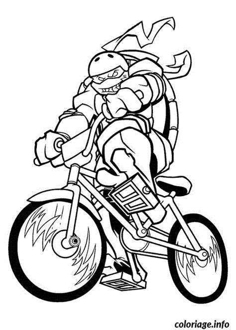 Coloriage Tortue Ninja En Velo Casque Jecolorie