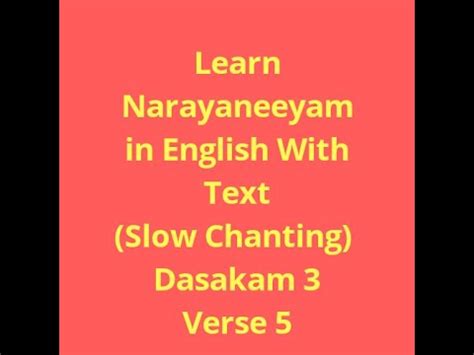 Narayaneeyam Dasakam 3 Verse 5 With English Lyrics Learning By Slow