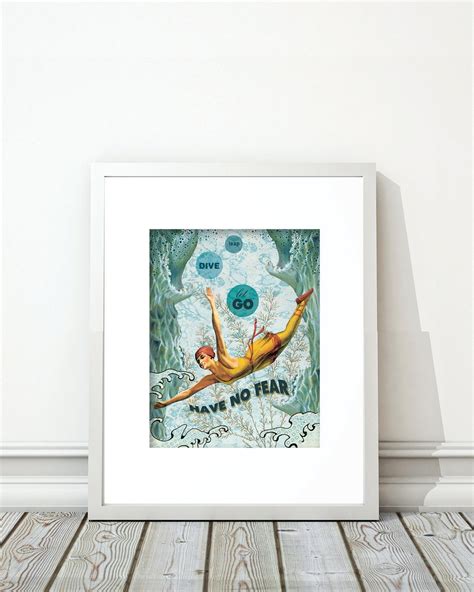 Swimmer Art Diver Wall Art Swimming Artwork Vintage Wall Etsy