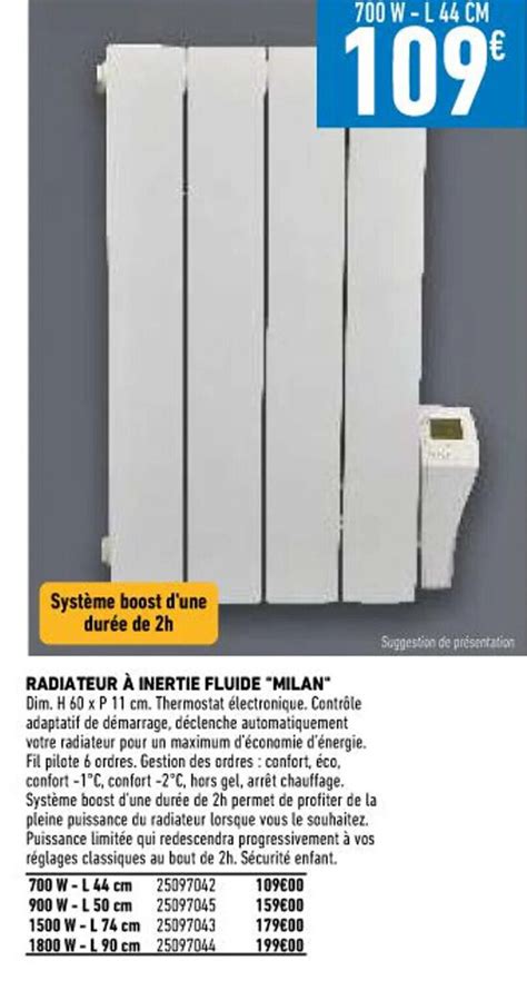 Promo Radiateur A Inertie Fluide Milan Chez Brico Cash