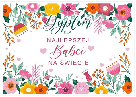 Dyplom dla Najlepszej Babci Dzień Babci A4 Ponpon Toys