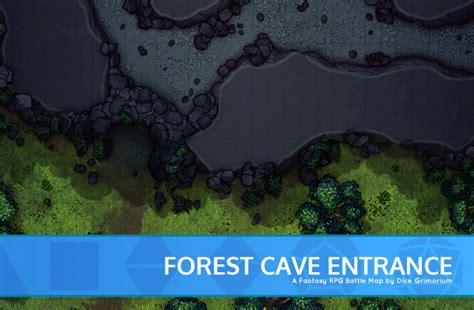 Forest Cave Entrance - D&D Map for Roll20 And Tabletop - Dice Grimorium