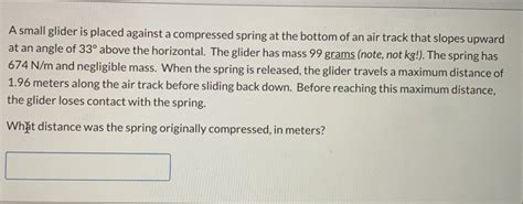 Solved A Small Glider Is Placed Against A Compressed Spring