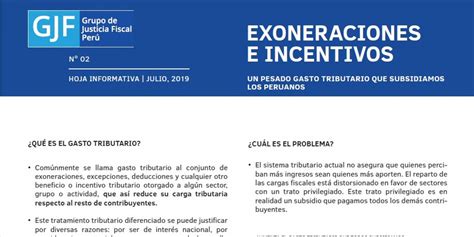 Hoja Informativa Qu Son Las Exoneraciones E Incentivos Tributarios