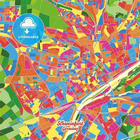 Schweinfurt, Bavaria, Germany Crazy Colorful Street Map Poster Template - HEBSTREITS