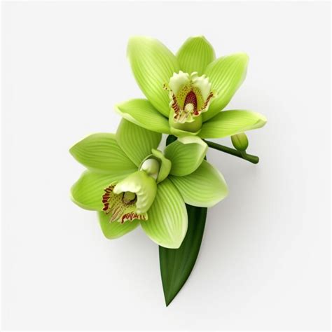 Premium AI Image There Is A Green Flower With A Red Center On A White