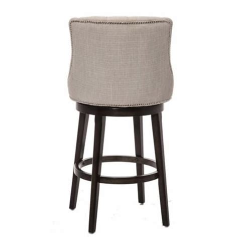 Bowery Hill Transitional Wood Fabric Tufted Back Swivel Bar Stool In