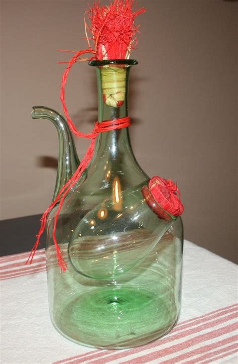 Vintage Italian Green Glass Wine Carafe Decanter