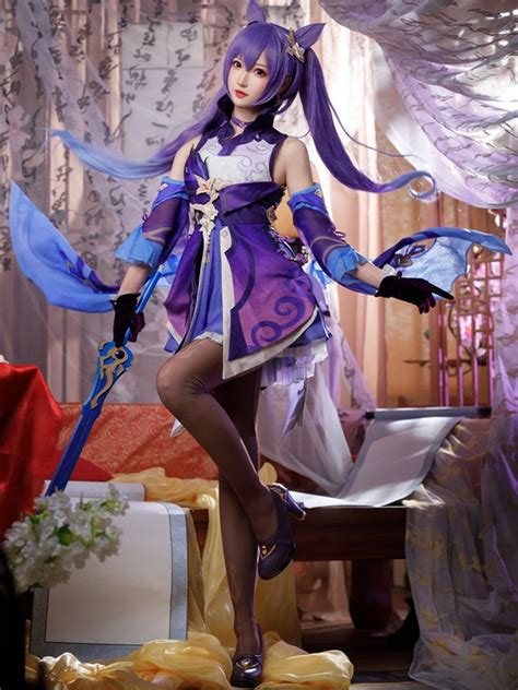 Genshin Impact Cosplay Costume Keqing Opulent Splendor Role Play Anime Outfit Atelier Yuwa Ciao Jp