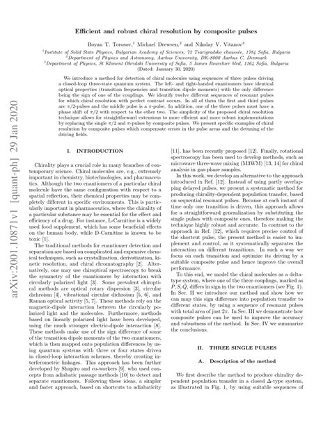 (PDF) Efficient and robust chiral resolution by composite pulses