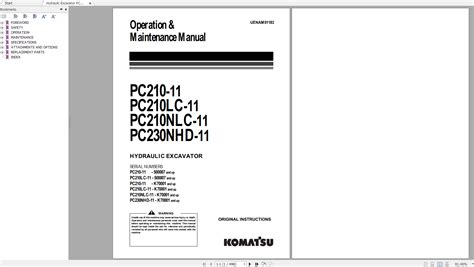 Komatsu Hydraulic Excavator Pc210 11 Pc210lc 11 Pc210nlc 11 Pc230nhd 11 Operation And Maintenance