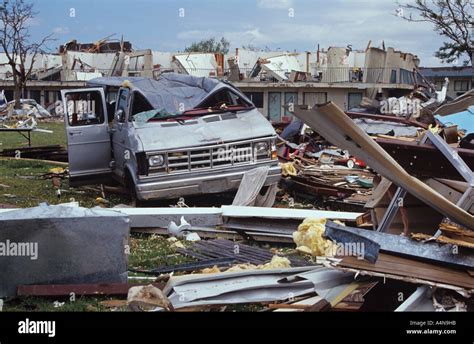 Tornado damage in Moore, Oklahoma City, USA. 2003 - Shown 2 weeks after the clear up began Stock ...