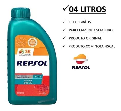 Kit 4 Óleos Repsol Elite Neo Btx 0w20 Parcelamento sem juros