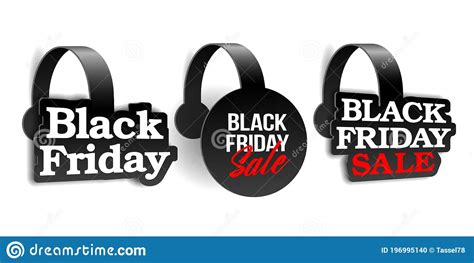 Black Realistic Advertising Wobblers For Black Friday Super Sale Stock