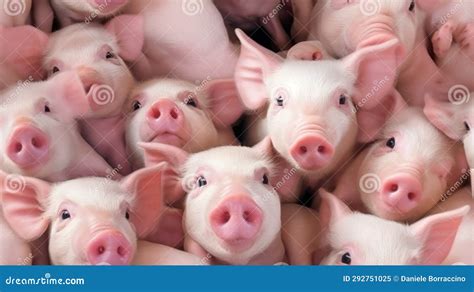 Seamless Pattern Of Realistic Pigs Cute Colorful Hyper Realistic