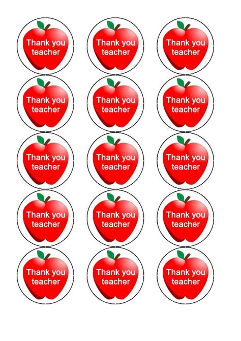 Thank You Teacher Apple Edible Cupcake Toppers Incredible Toppers