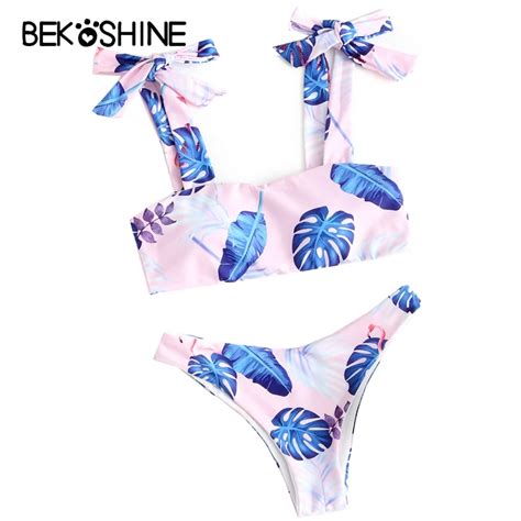BEKOSHINE Swimsuit 2018 New Women Bikini Set Print Swimsuit Plus Size Swimwear Brazilian Sexy