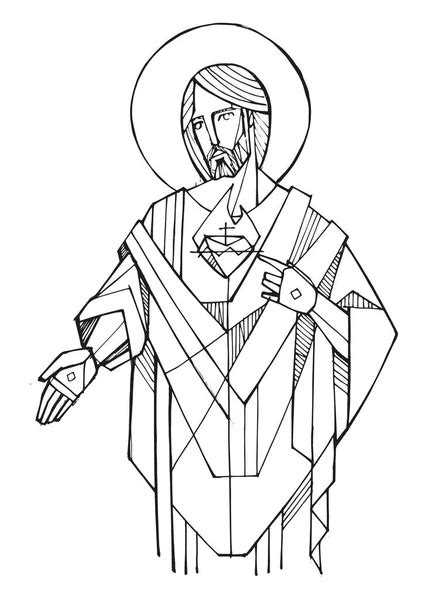 Hand Drawn Vector Illustration Drawing Jesus Christ Some Christian