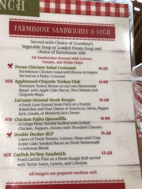 Menu At Applewood Farmhouse Grill Restaurant Sevierville