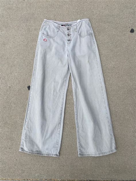 1990s Jnco Khaki Button Fly Wide Leg Jeans Cotton Pan… Gem