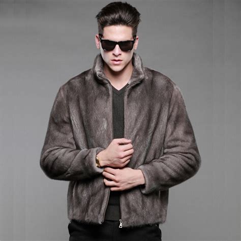 Abrigo de piel de visón de imitación para hombre chaqueta de estilo