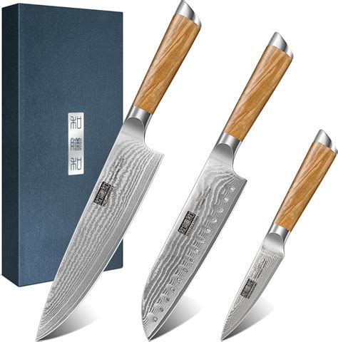 Amazon Hoshanho Damascus Kitchen Knife Set Piece Ultra Sharp