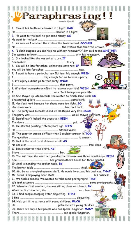 How To Paraphrase Worksheets