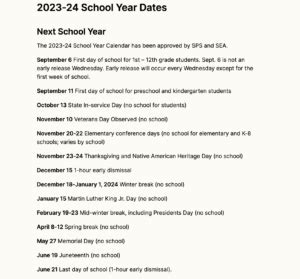 Seattle Public Schools Calendar Holidays 2023-2024