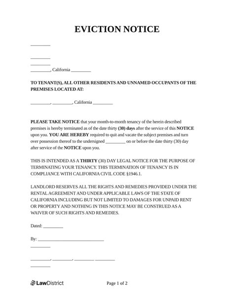 Eviction Notice Form Day Notice To Vacate Letter To Tenant