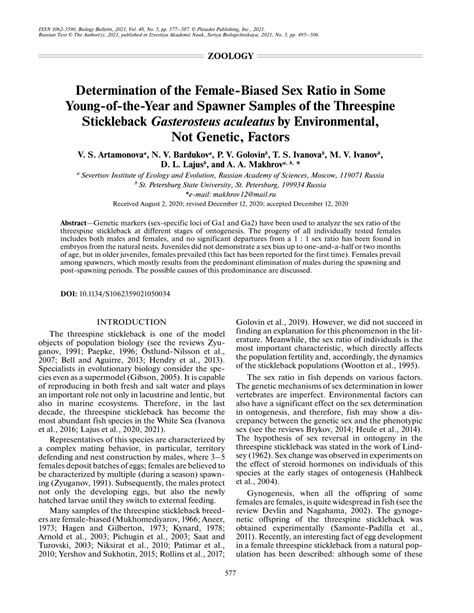 Pdf Determination Of The Female Biased Sex Ratio In Some Young Of The