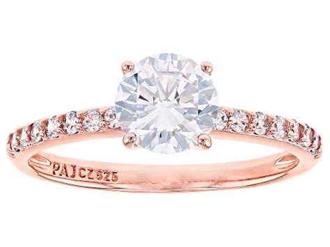 White Cubic Zirconia K Rose Gold Over Sterling Silver Engagement Ring