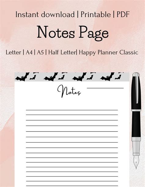 Halloween Notes, Lined Note Paper, Printable Notes, Notes Page Planner ...